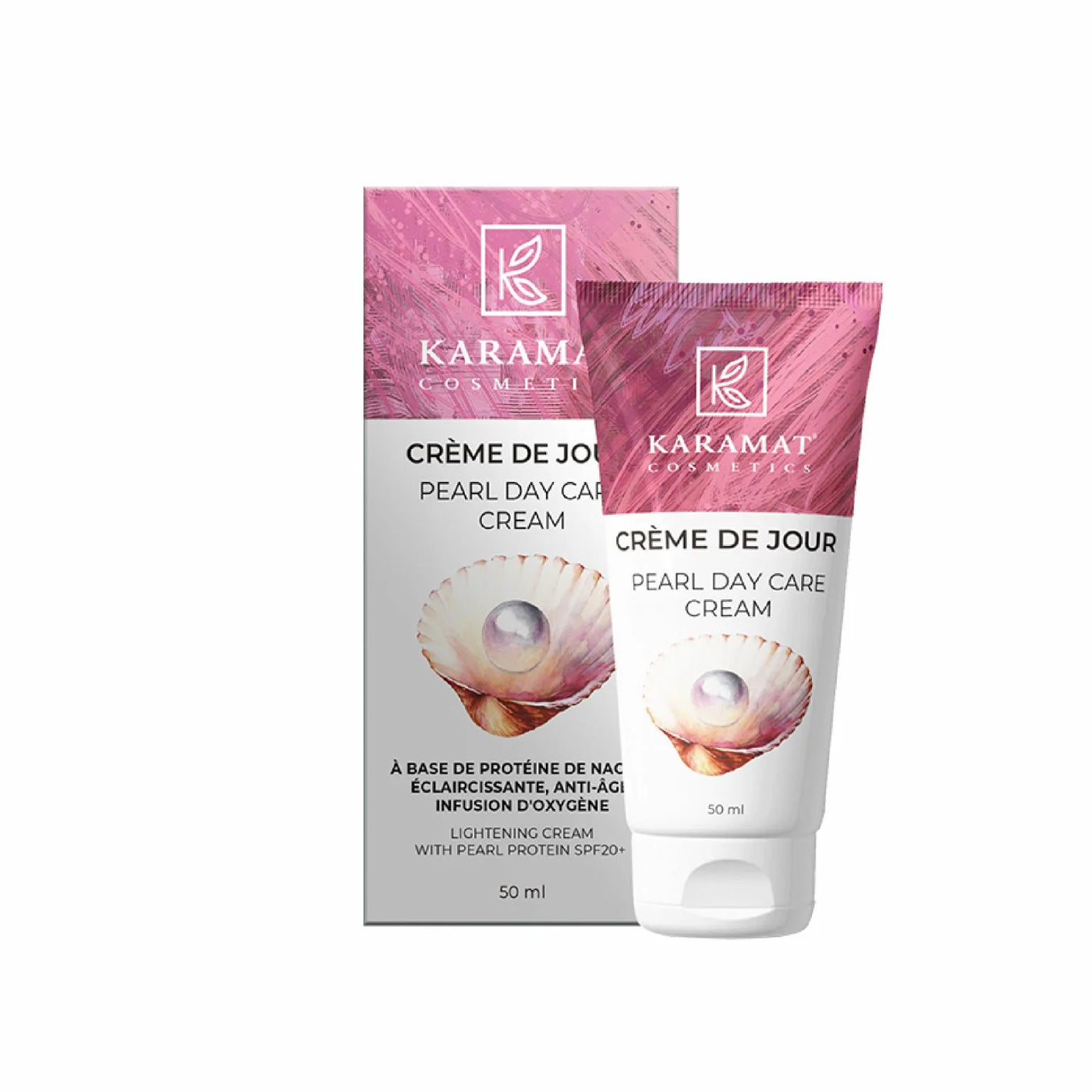 Karamat - Crème Perle de Jour - Crème Éclaircissante à la Protéine de Perle SPF20 - 50 ml