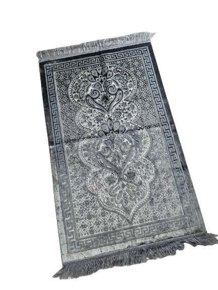 Tapis de prière floral gris