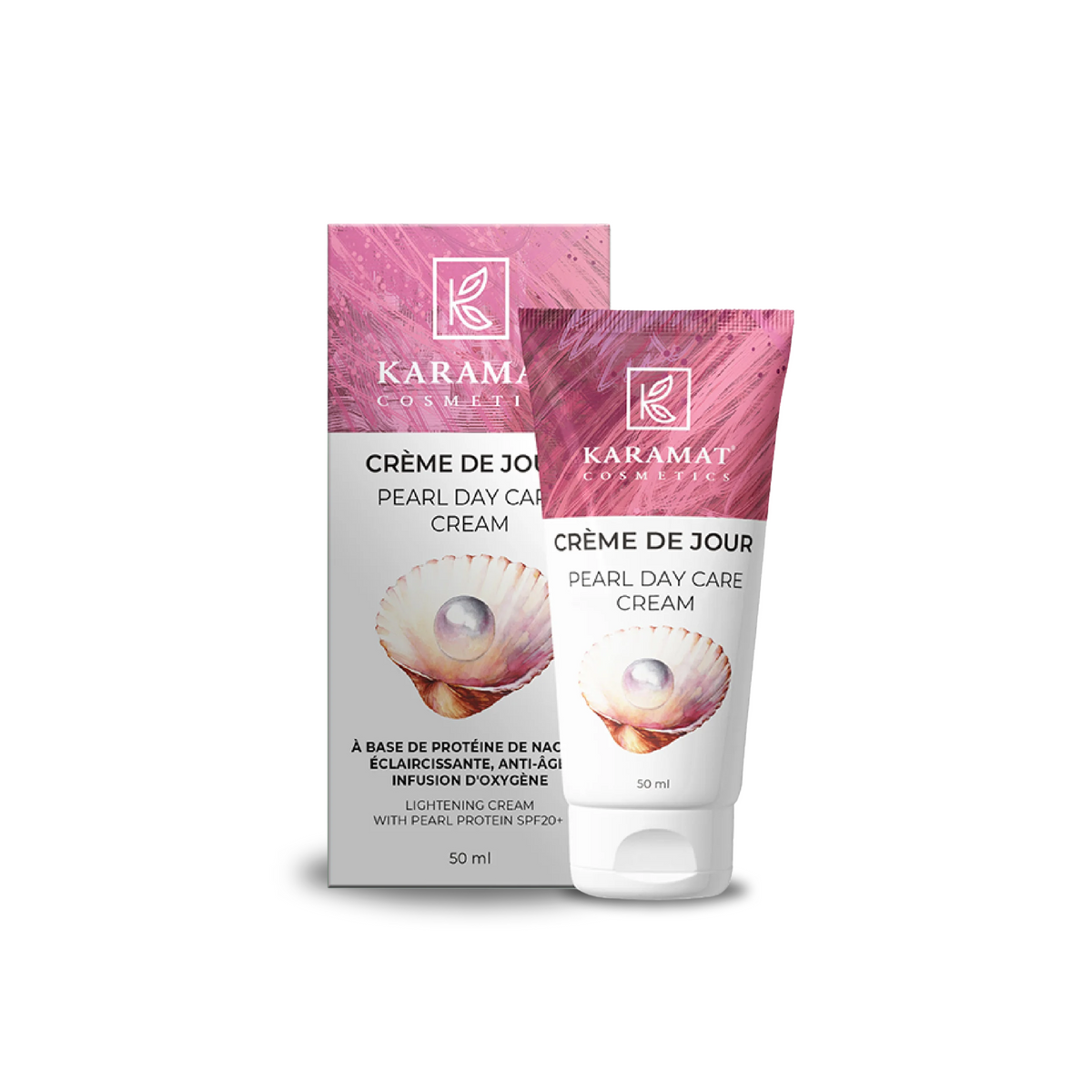 Karamat - Crème Perle de Jour - Crème Éclaircissante à la Protéine de Perle SPF20 - 50 ml