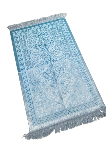 Tapis de prière floral bleu turquoise